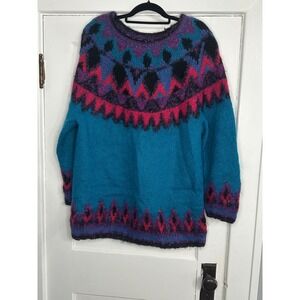 80's Segrets Sun Print Hand Knitted Wool Sweater‎ size Large